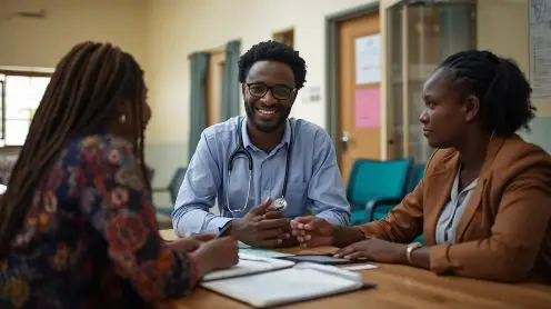Health insurance in Kenya - family visiting doctor